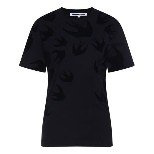 McQ Alexander McQueen SS21 Swallow Pattern Short Sleeve Black 318978-RLT73-1000