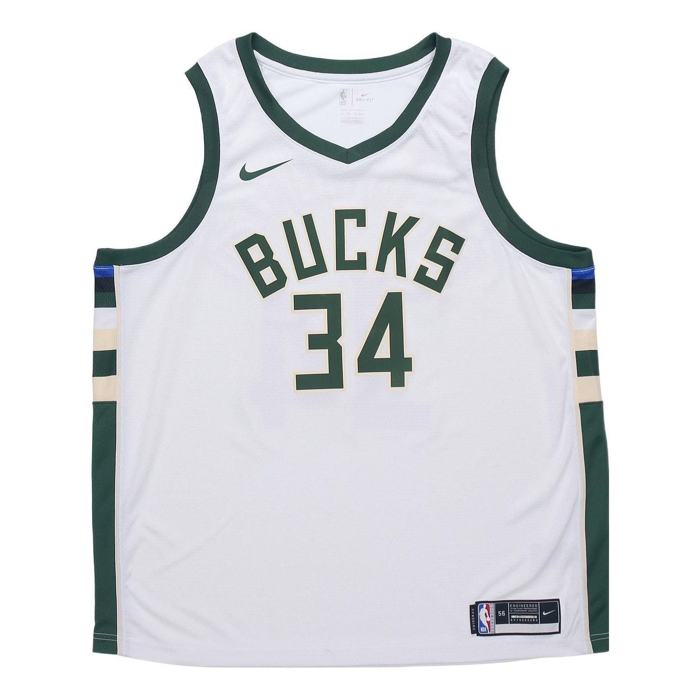 Nike NBA SW Fan Edition 20-21 Season Milwaukee Bucks Alphabet 34 Jersey 'White' CW3599-103