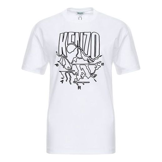 KENZO Pattern Embroidered Short Sleeve White F96-2TS950-4Y6-01