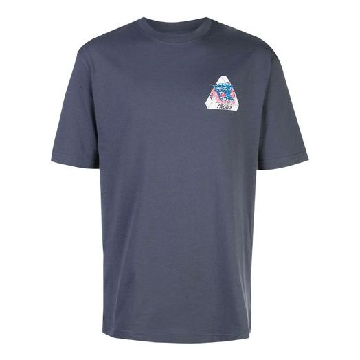 Men's PALACE Ripped Chest logo Printing Short Sleeve Navy Blue P17TS079T