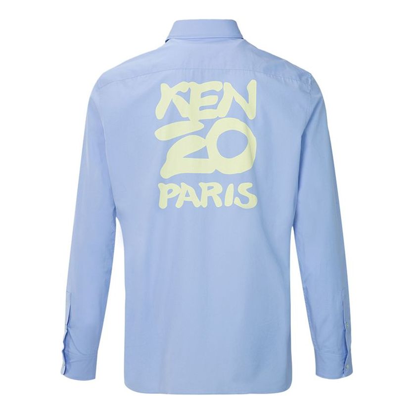 KENZO SS21 Cotton Causual Long Sleeve Shirt Male Blue FA55CH2151FA-65