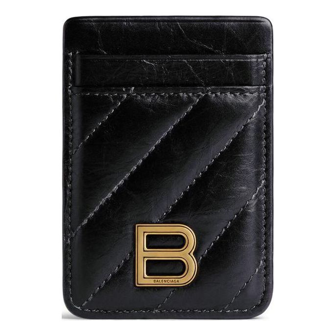 (WMNS) Balenciaga Crush Magnet Card Holder Quilted 'Black' 782132210J11000