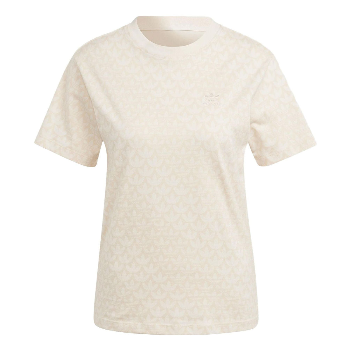 (WMNS) adidas originals TREFOIL MONOGRAM T-Shirt 'Beige' IJ5983