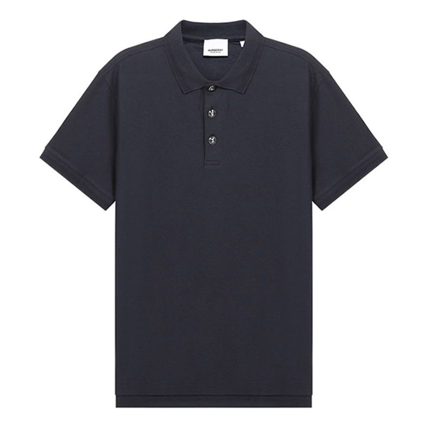 Men's Burberry SS21 Mesh Cotton Short Sleeve Polo Shirt Navy Blue 80288741