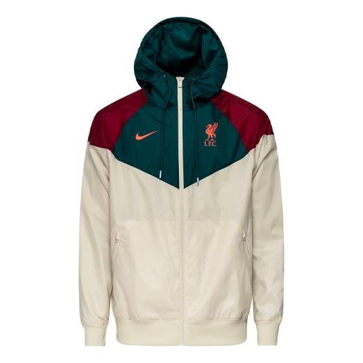 Nike Liverpool Pattern Colorblock Printing Loose Soccer/Football Zipper Hooded Jacket Beige Creamy DB2956-238