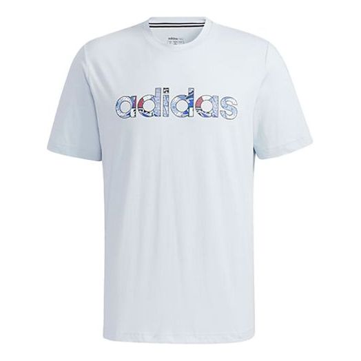 adidas neo M Ce Grph Tee 2 Logo Printing Sports Short Sleeve Blue GP4879