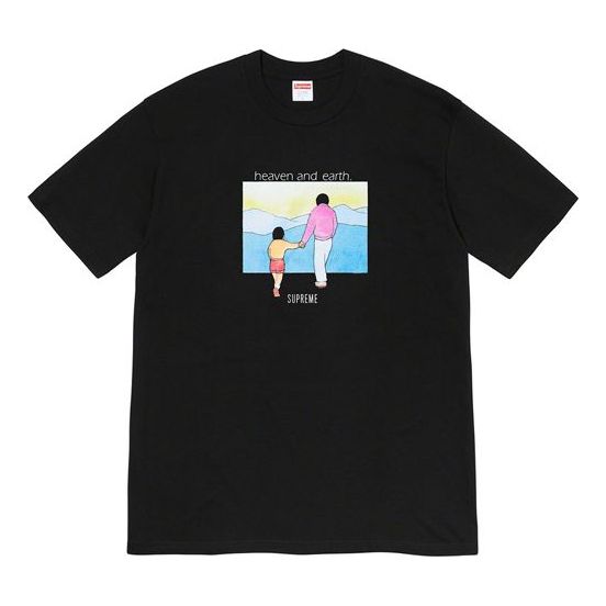 Supreme FW19 Week 1 Heaven and Earth Tee Printing Short Sleeve Unisex Black SUP-FW19-192
