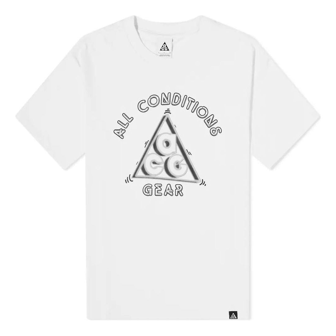 Men's Nike x ACG Printing Loose Sports Round Neck Short Sleeve White T-Shirt DD8809-121