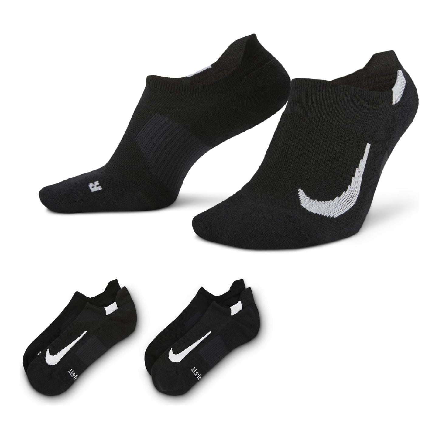 Nike Casual Sports Breathable Running Socks Couple Style 2 Pairs Black SX7554-010