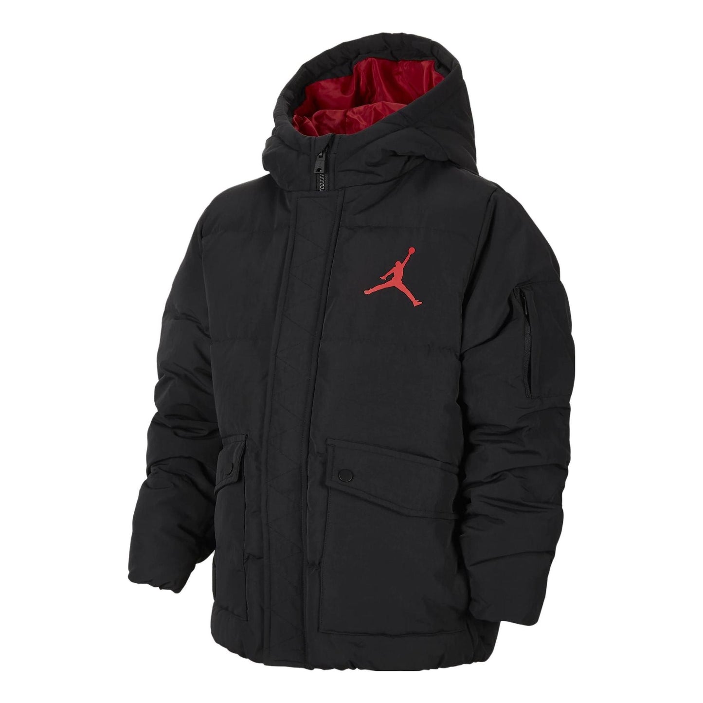 (GS) Air Jordan Air Puffer Jacket 'Black Red' FV2824-010