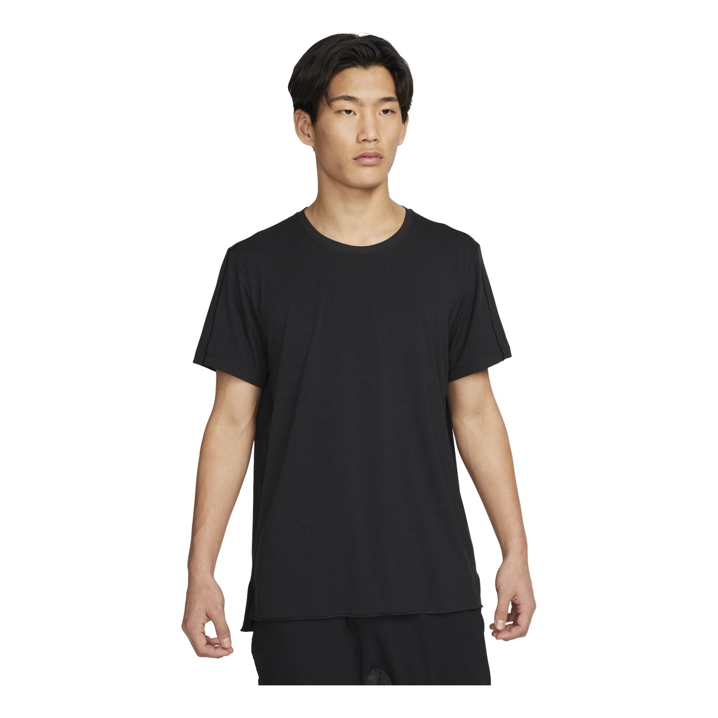 Nike Yoga Dri-Fit Solid Color Round Neck Short Sleeve Black DM7826-010