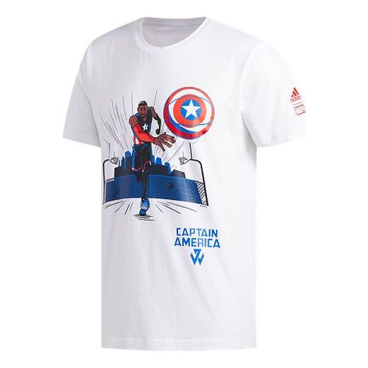 adidas x Marvel Captain America The Avengers Basketball Short Sleeve White DU6816