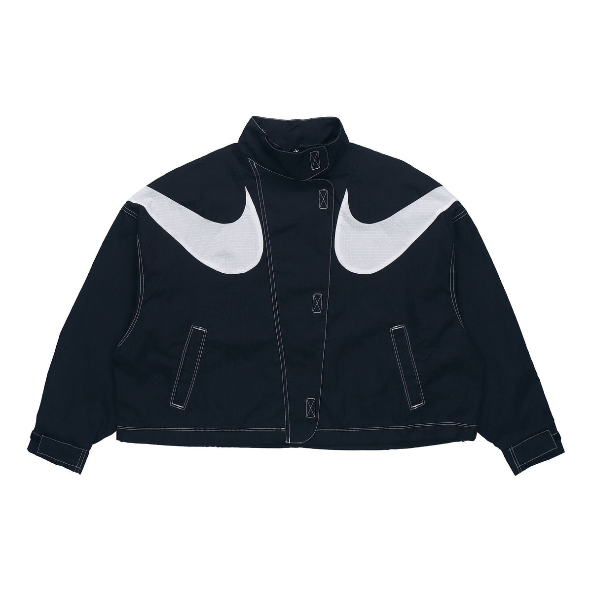 (WMNS) Nike Sportswear Swoosh Sports Stand Collar Woven Jacket Autumn Black DD5585-010