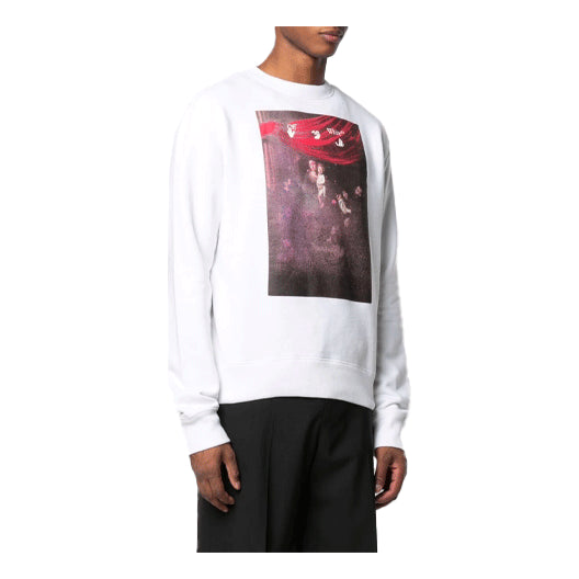 Off-White SS21 Classic Pattern Printing Round Neck Long Sleeves Ordinary Version White OMBA025S21FLE0090101