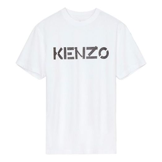 Men's KENZO Logo Printing Pullover Round Neck Short Sleeve White FB65TS0004SA-01B