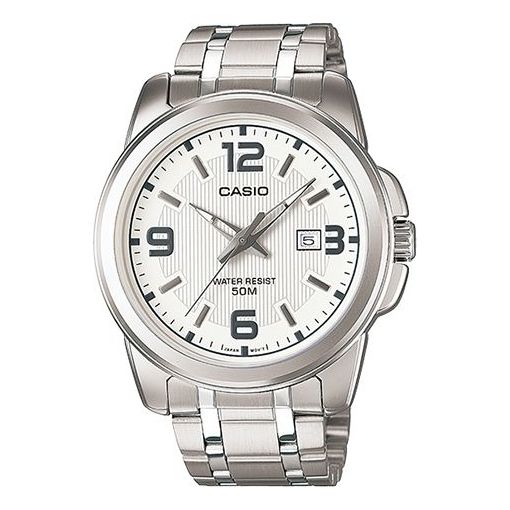 CASIO STANDARD Steel Band Men's White Stainless Steel Strap White Dial Mens White Analog MTP-1314D-7A