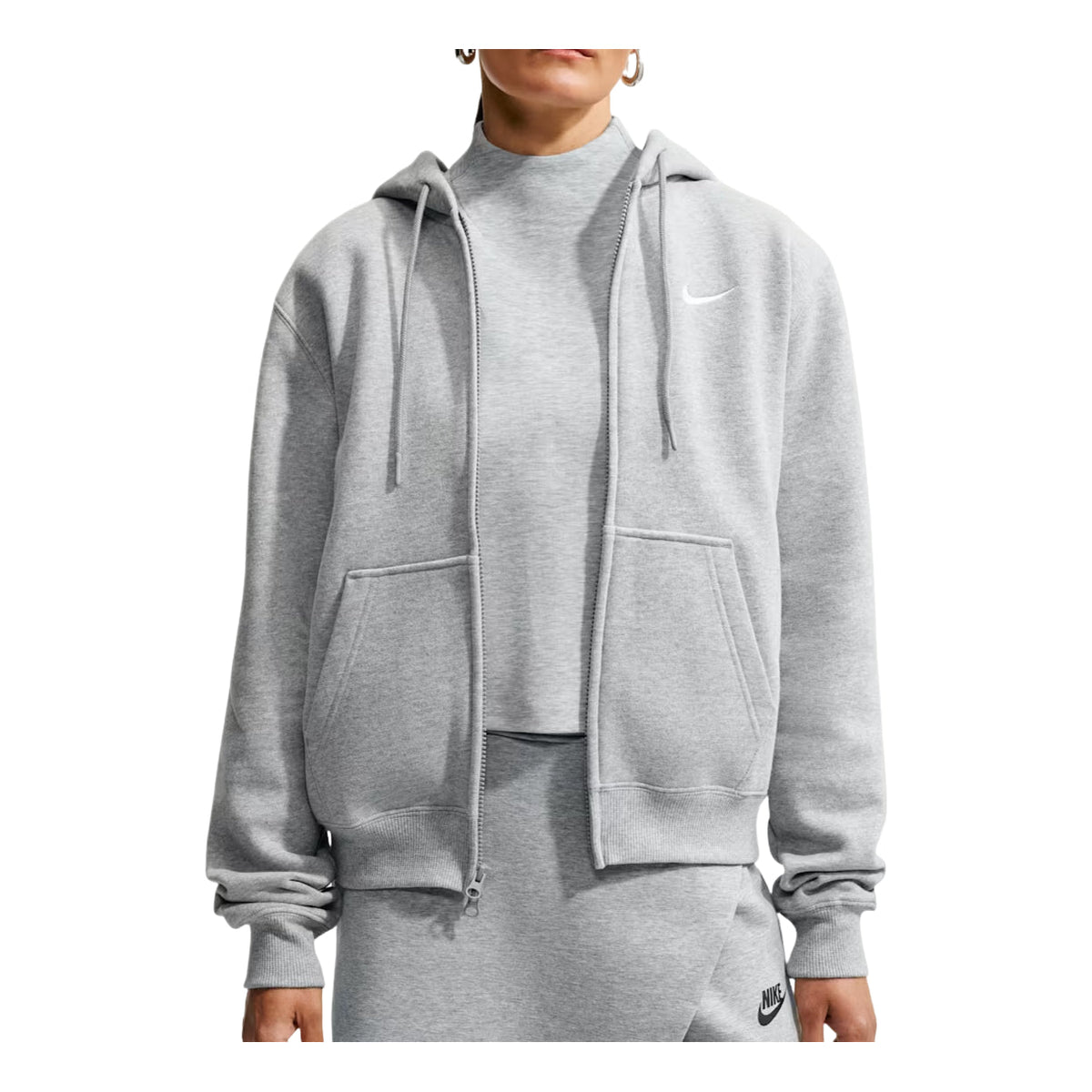 (WMNS) Nike Studio Fleece Medium Weight Hoodie 'Dark Grey Heather Sail' IR8304-063