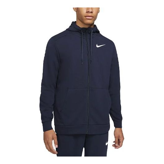 Nike Mnk Dry Hoodie Fzflc Logo Casual Sports Hooded Jacket Obsidian Color Black CZ6377-451