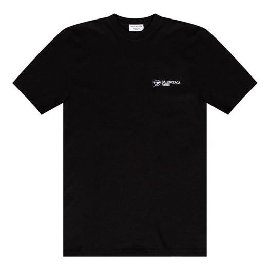 Balenciaga SS21 Embroidered Short Sleeve Black 641655TKV861070