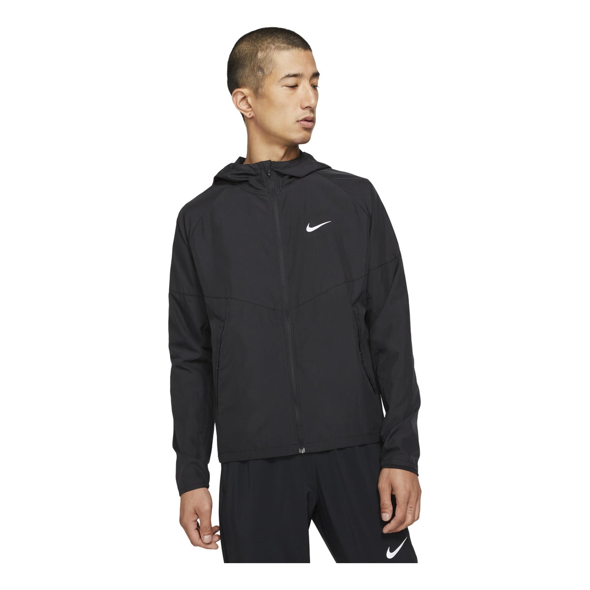 Nike As Men's Nk Rpl Miler JKT Jacket Reflective Logo Print Woven Sports Hooded Jacket Men's Black DD4747-010