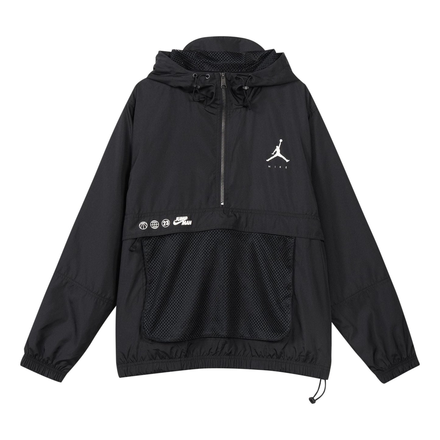 Air Jordan Logo Printing Loose Hooded Half Zipper Jacket Asia Sizing 'Black' DJ0247-010