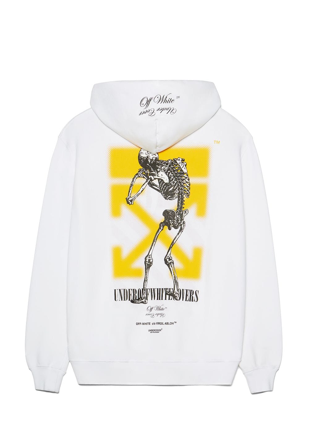 OFF WHITE X UNDERCOVER SKELETON ZIP UP HOODIE REVERSIBLE WHITE