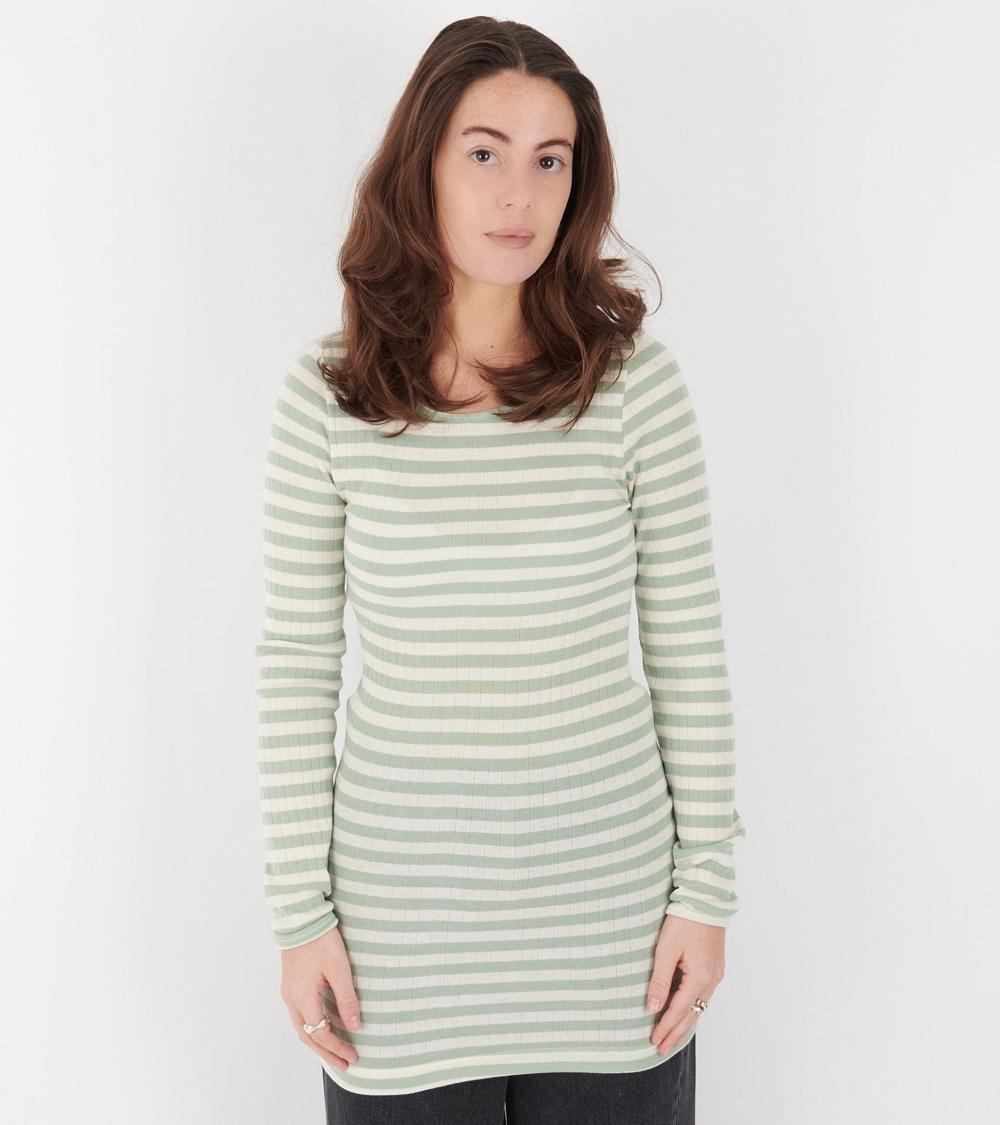 101 Rib Extra Broadway Stone Green/Ecru