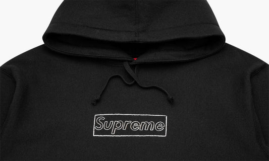 SUPREME KAWS CHALK LOGO BOX LOGO HOODIE BLACK