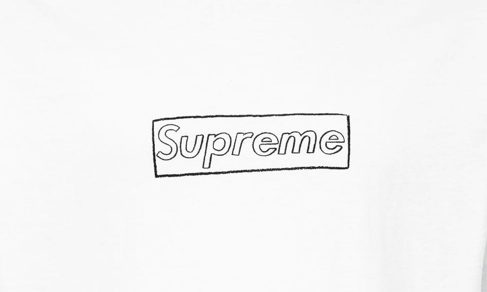 SUPREME KAWS CHALK LOGO BOX LOGO TEE WHITE
