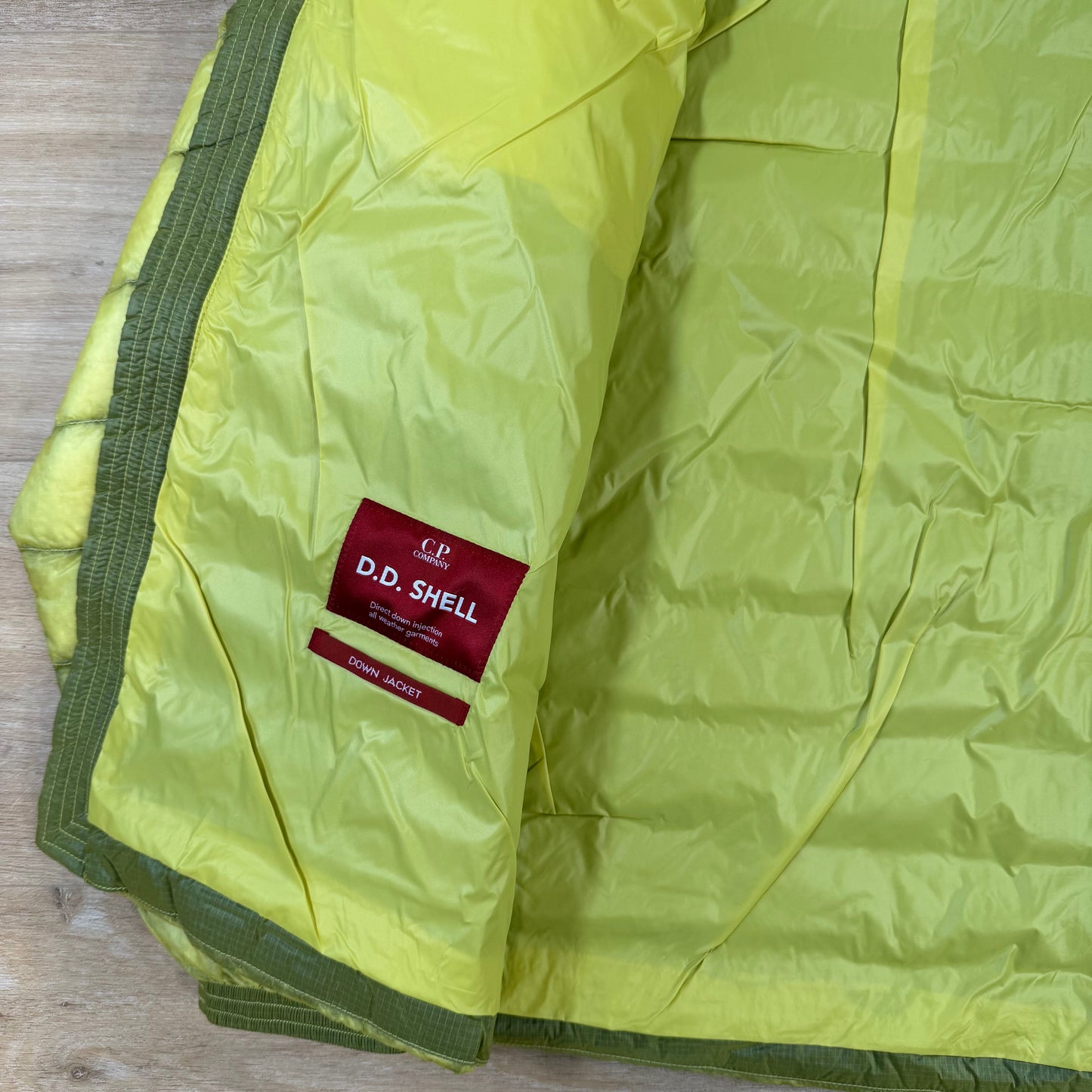 C.P. Company D.D. Shell Goggle Down Jacket in Green Sheen - Yellow