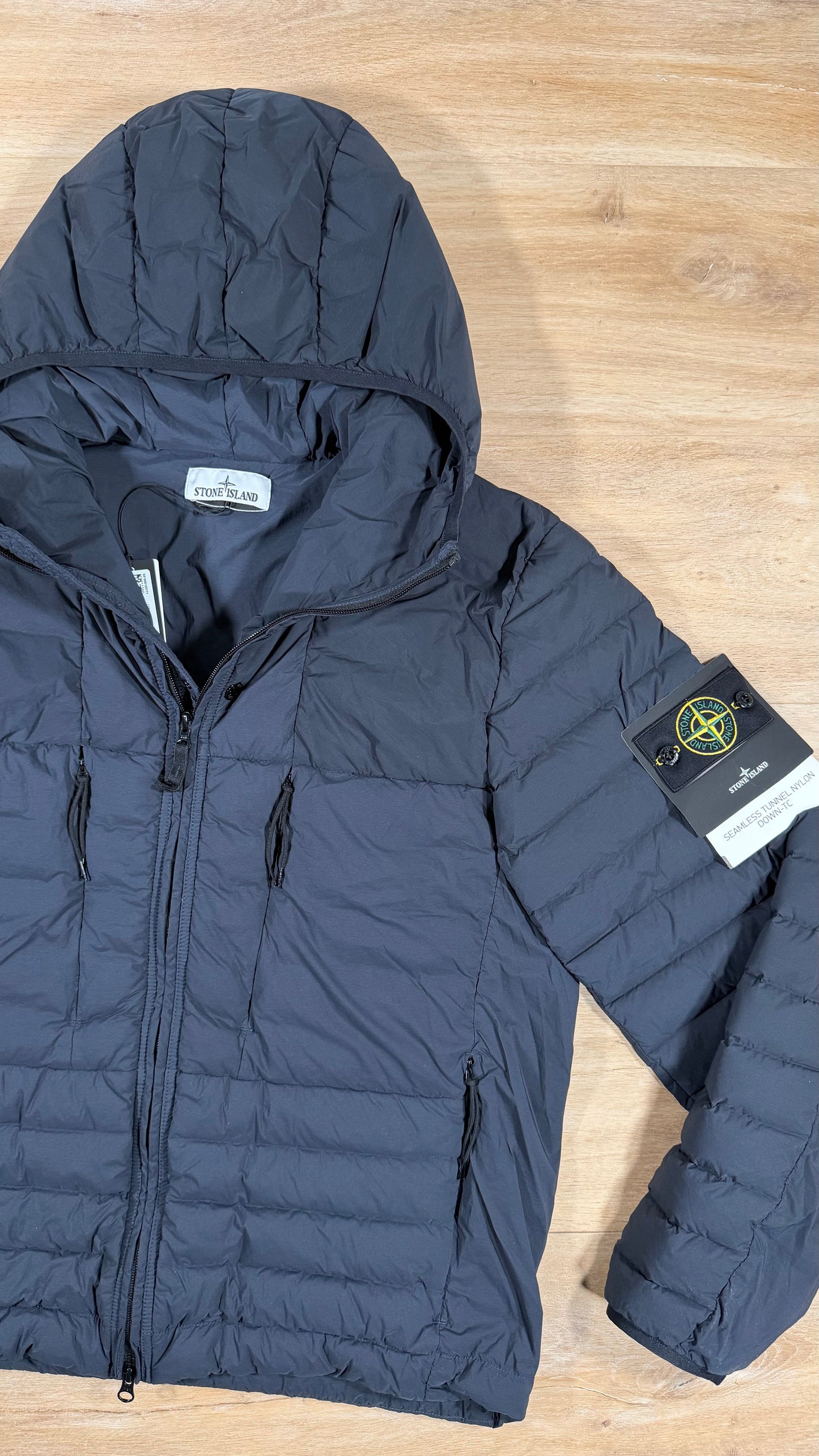 Stone Island Seamless Tunnel Nylon Down-TC Hooded Jacket in Navy