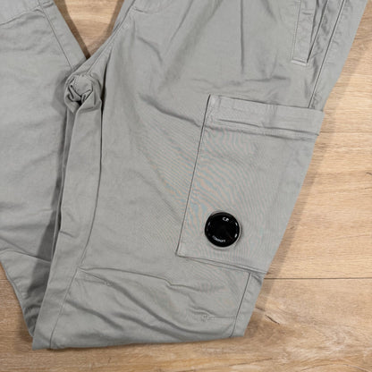 C.P. Company Stretch Sateen Regular Lens Cargo Pants in London Fog - Grey