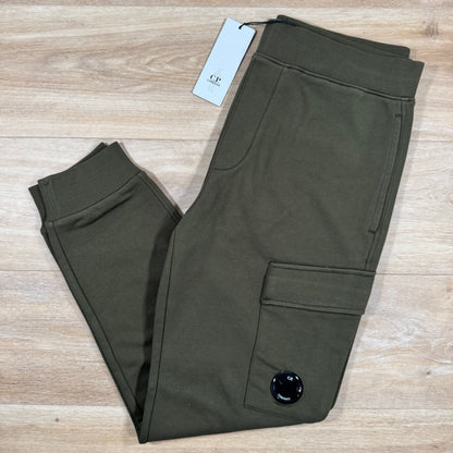 C.P. Company Diagonal Raised Fleece Lens Sweatpants in Ivy Green
