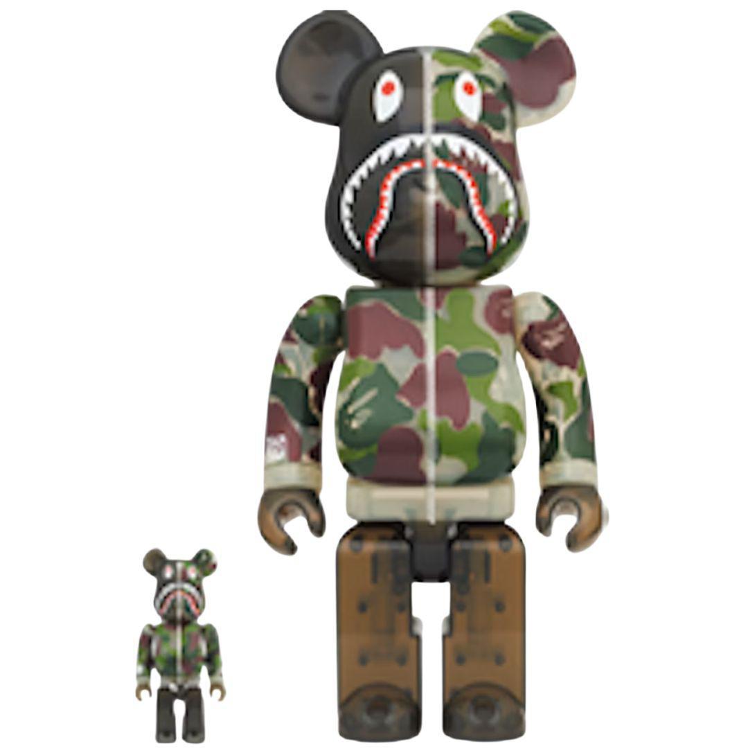 BEARBRICK X BAPE ABC CAMO SHARK 400% & 100% SET GREEN