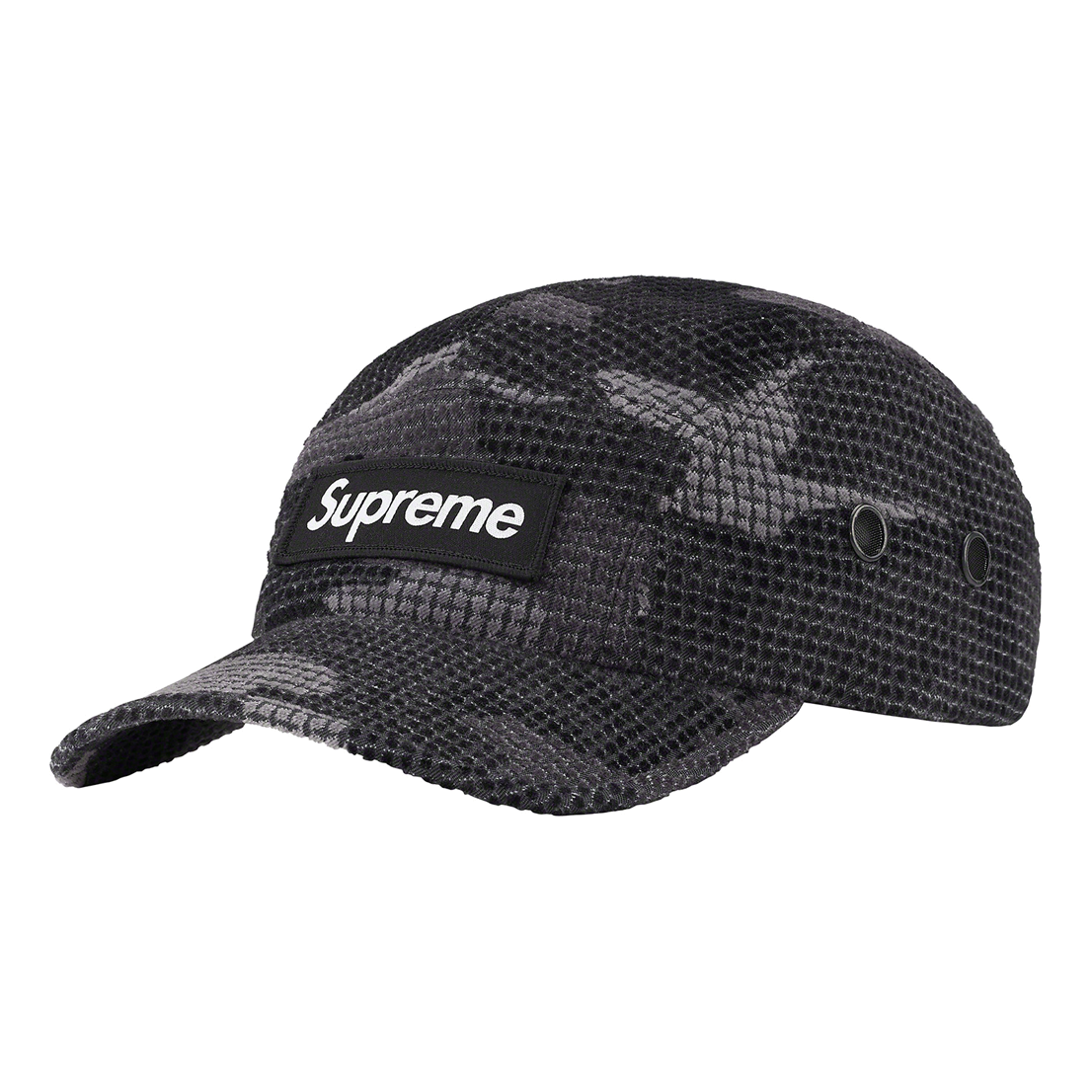 Supreme Grid Velvet Camp Cap 'Black Grey' SUP-FW22-1034