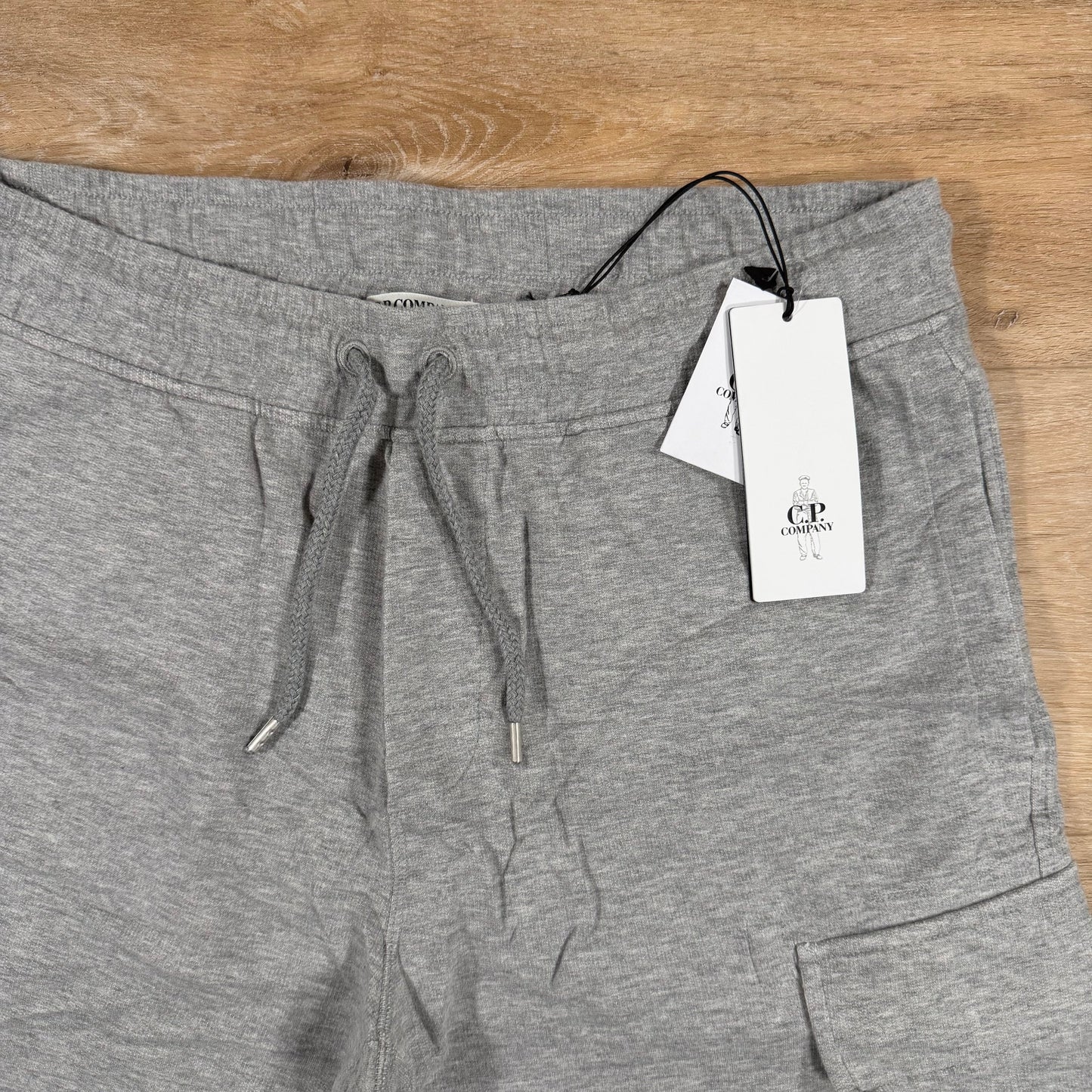 C.P. Company Light Fleece Lens Shorts in Grey Melange