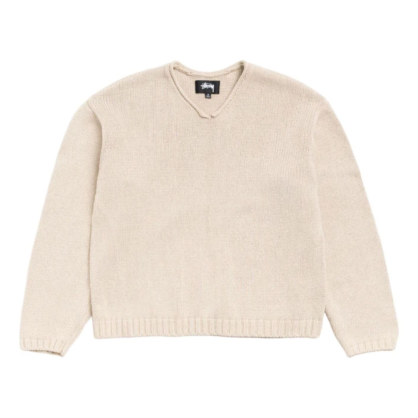 Stussy Roll V Neck Sweater 'Oatmeal' 117289-OATM