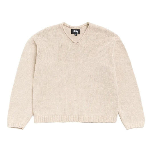 Stussy Roll V Neck Sweater 'Oatmeal' 117289-OATM