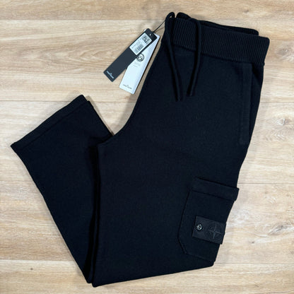 Stone Island Loose Fit Wool Ghost Sweatpants in Black