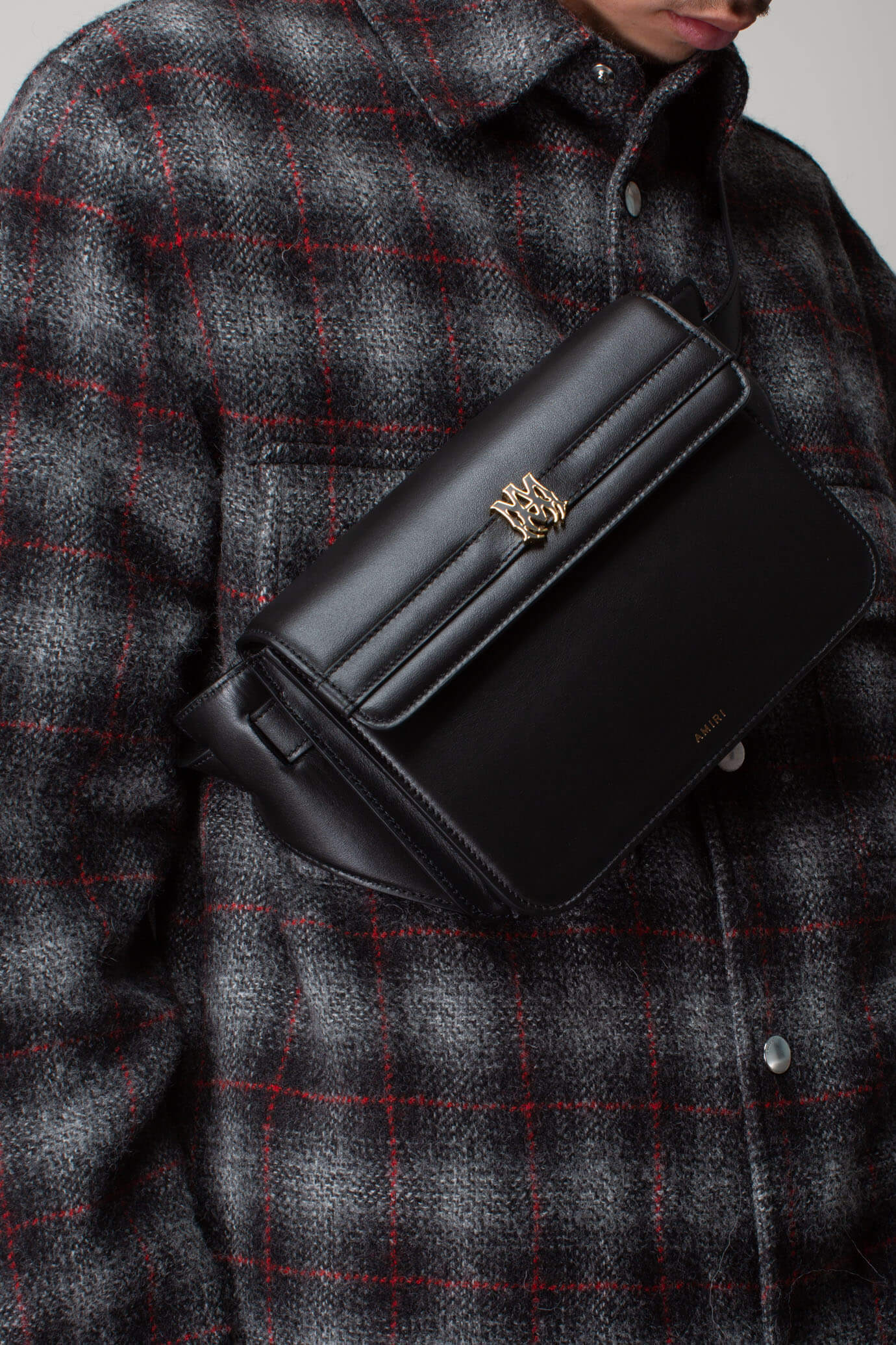 AMIRI Black Leather MA Clutch Crossbody