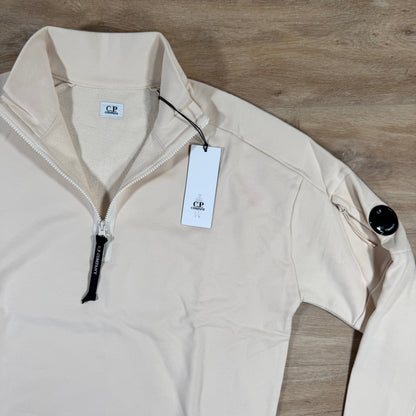 C.P. Company Diagonal Raised Half-Zip Lens Sweatshirt in Pistachio Shell