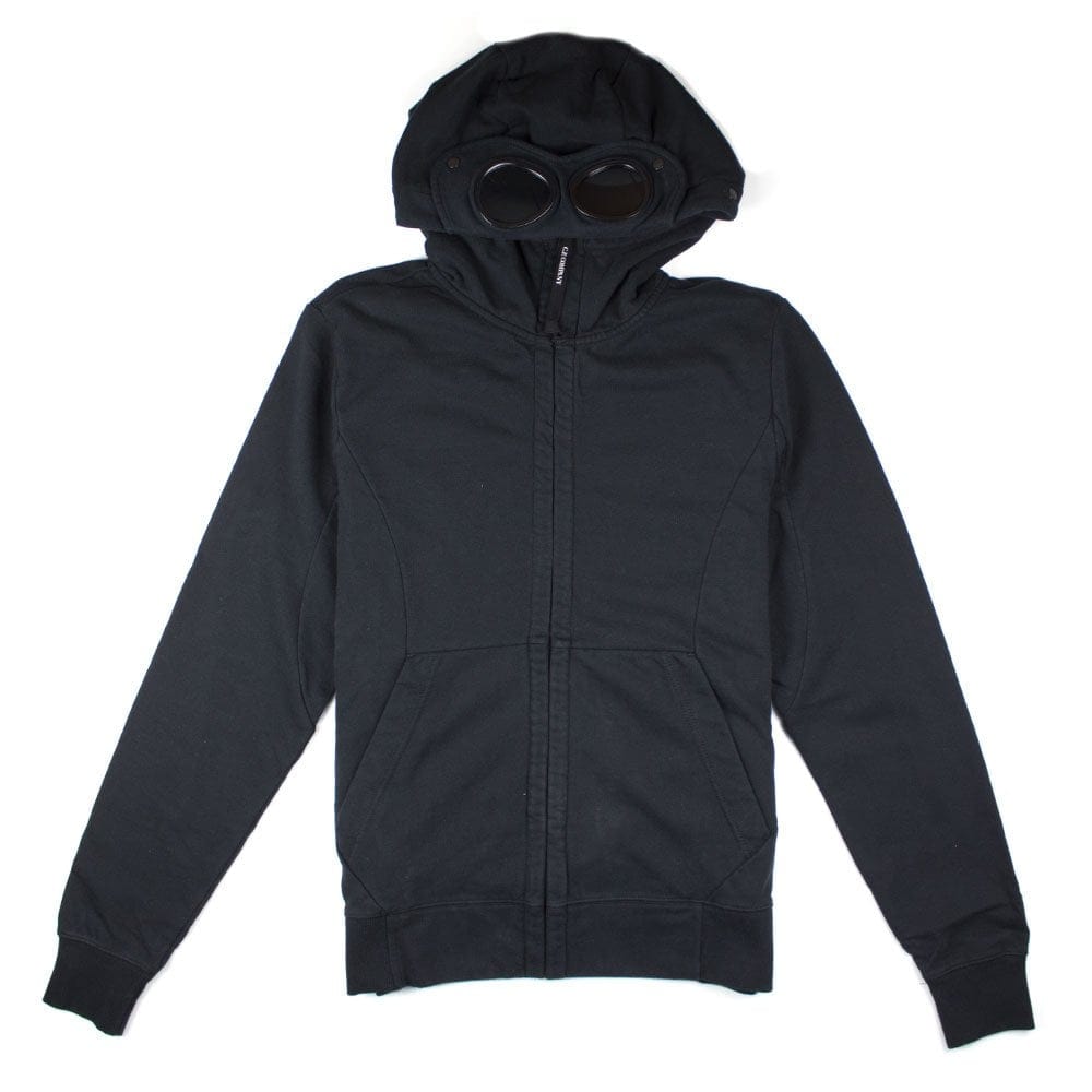 CP Company Navy Blue Goggle Hooded Zip Up Sweatshirt