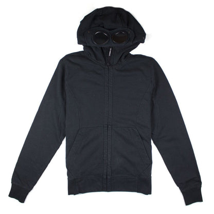 CP Company Navy Blue Goggle Hooded Zip Up Sweatshirt