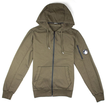 CP Company Khaki Watch Viewer Lens Hooded Zip Up Sweatshirt