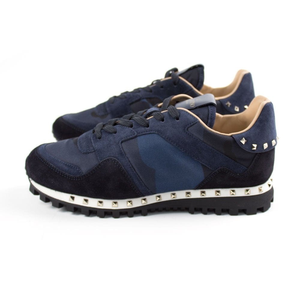 Valentino Navy Studded Sole Rockrunner Trainers