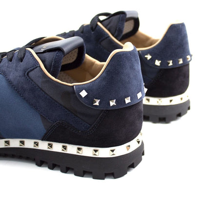 Valentino Navy Studded Sole Rockrunner Trainers