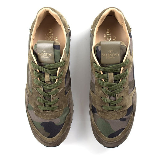 Valentino Khaki Studded Sole Rockrunner Trainers