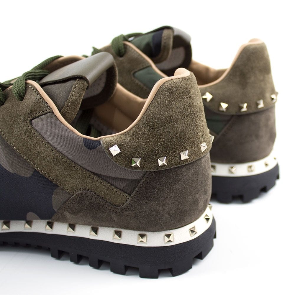 Valentino Khaki Studded Sole Rockrunner Trainers