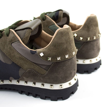 Valentino Khaki Studded Sole Rockrunner Trainers