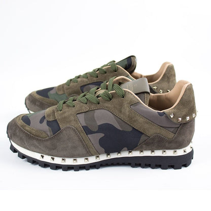 Valentino Khaki Studded Sole Rockrunner Trainers